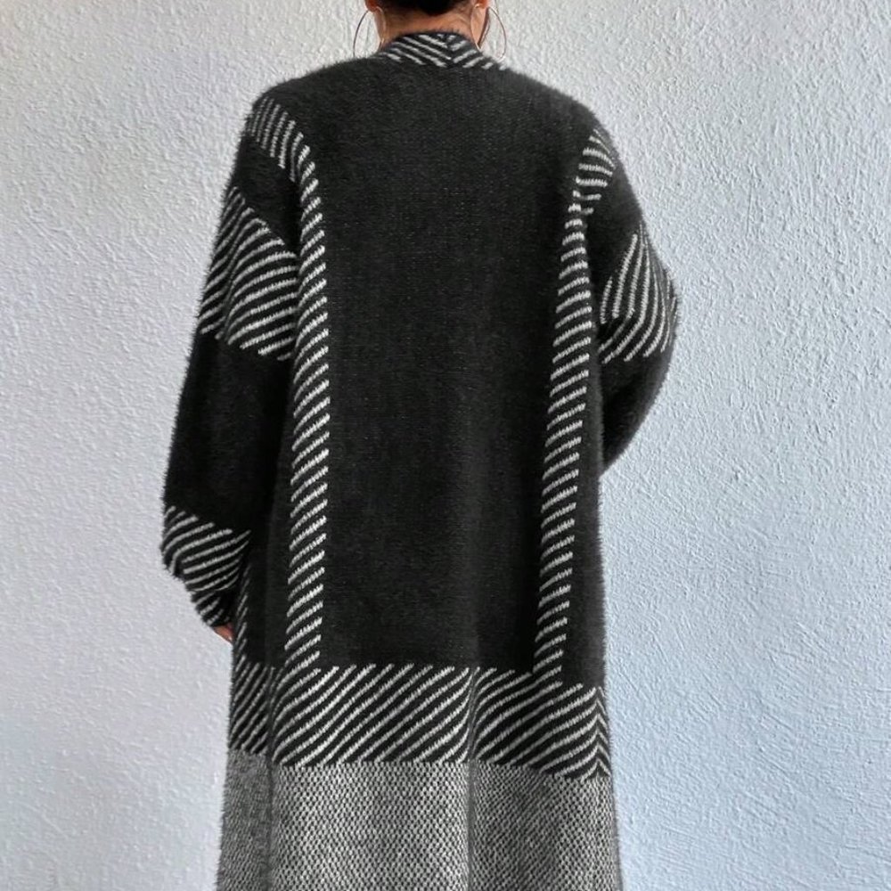 Striped Pattern Duster Cardigan - Picture 2 of 4